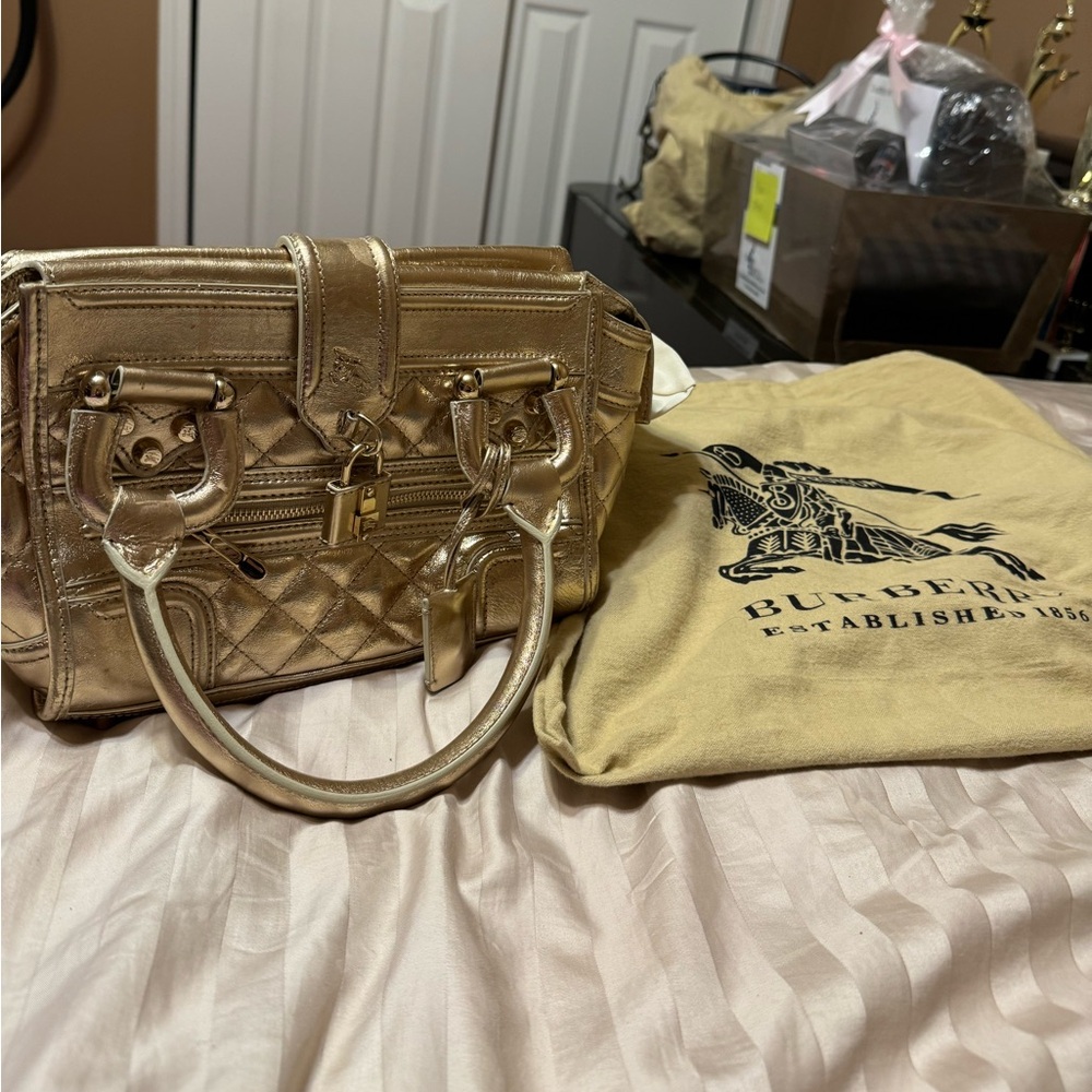 Burberry Metallic Gold Satchel